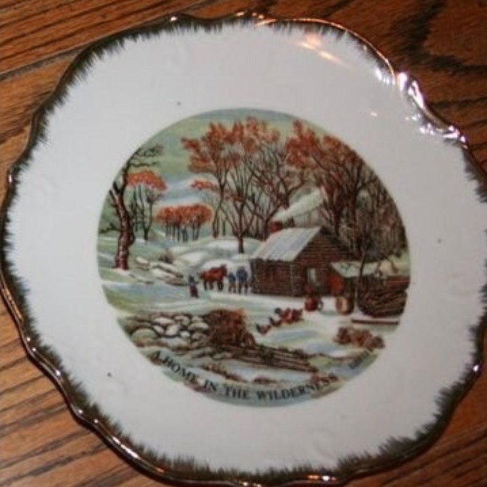 Currier and Ives Home in the Wilderness Decorator Plate